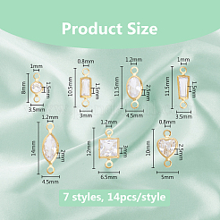 98 шт. 7 стиля латунные подвески-коннекторы из прозрачного граненого стекла&nbsp;KK-DC0004-60