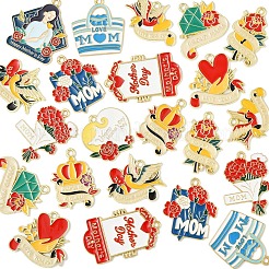 24 шт. 12 стиля подвески из сплава и эмали на тему Дня матери&nbsp;ENAM-FS0002-77