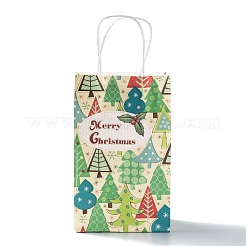 クリスマステーマクラフト紙ギフトバッグ  ハンドル付き  ショッピングバッグ  クリスマスツリー模様  13.5x8x22cm&nbsp;CARB-L009-A06