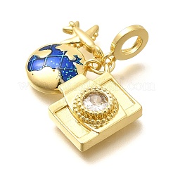 Европейские подвески-шармы из латуни с эмалью в виде самолета KK-M309-18G-01