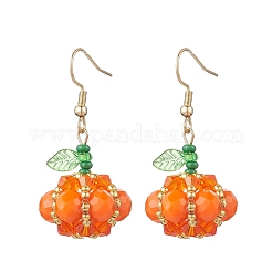 Boucles d'oreilles pendantes en forme de citrouille en acier inoxydable 304&nbsp;EJEW-MZ00514-02