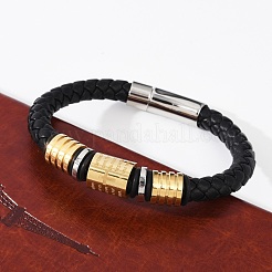 Плетеные браслеты из кожаного шнура из микрофибры BJEW-D304-12G