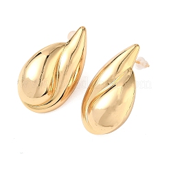 Латунные серьги-гвоздики в виде капель EJEW-D337-05G