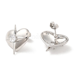 Серьги-гвоздики из латуни с покрытием стойки и звездами и серьгами из прозрачного циркония для женщин EJEW-A101-05P