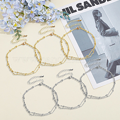 6 шт. 2-цветные браслеты-сателлиты из нержавеющей стали в стиле бохо AJEW-GO0002-51