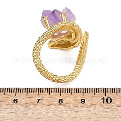 Открытые кольца-манжеты из натурального змеиного аметиста RJEW-K286-10G-02