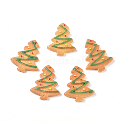 Cabochons décodés en résine sur le thème de Noël, pour la fabrication de bijoux, biscuit en forme de sapin de Noël, nourriture imitation, orange, 27x22x4mm