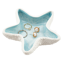 Piatto per gioielli in ceramica a tema oceanico, vassoio porta anelli, collane, orecchino, motivo di stelle marine, 136x132x33mm