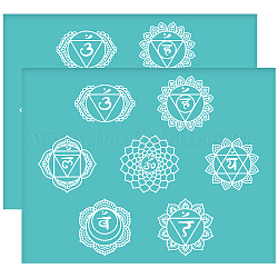 Olycraft 2 Stück 11x8.6,[1] cm Chakra-Thema selbstklebende Siebdruck-Schablone Mandala Lotus Siebdruck-Schablone Mandala-Blume wiederverwendbare Netz-Schablonen Transfer für DIY-T-Shirt-Stoffmalerei