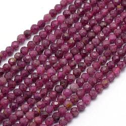 Perles de rubis / corindon rouge naturelles, facette, ronde, 2.5mm, Trou: 0.6mm, Environ 155 pcs/chapelet, 15.35 pouce (39 cm)