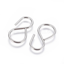 Stainless Steel Hook and S Hook Clasps, Stainless Steel Color, 27x13x1.5mm, Hole: 10mm