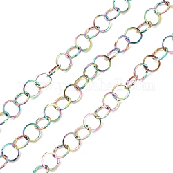 Ionenplattierung (IP) Regenbogenfarbe 304 Rolo-Ketten aus Edelstahl, gelötet, mit Spule, Regenbogen-Farb, 5x0.5 mm, 32.8 Fuß (10m)/Rolle