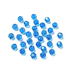 Abalorios de cristal austriaco de imitación, aaa grado, facetas (32 facetas), redondo, azul dodger, 6mm, agujero: 0.7~0.9 mm