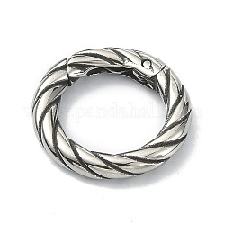 Тибетский стиль 316 пружинные кольца из хирургической нержавеющей стали, закрутить круглое кольцо, античное серебро, 19x3.2 мм