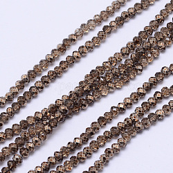 Fili di perle di vetro verniciato trasparente sfaccettato, caffè, 4x3mm, Foro: 1 mm, circa 125pcs/filo, 15 pollice