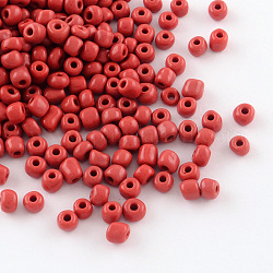 Glass Seed Beads, Opaque Colours Seed, Small Craft Beads for DIY Jewelry Making, Round, Crimson, 3mm, Hole:1mm, about 10000pcs/pound