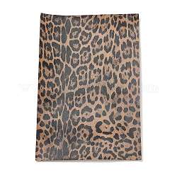 Feuille de tissu autocollant en cuir pu fingerinspire, rectangle, motif imprimé léopard, pour faire des nœuds et des boucles d'oreilles, tan, 30x20x0.1 cm