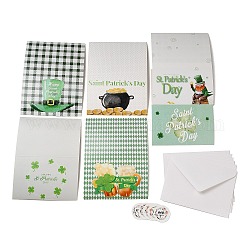 Carte de voeux en papier rectangle de la Saint Patrick, avec autocollant et enveloppe de style aléatoire, pour carte de fête, verte, 112~200x150~160x0.2~0.4mm