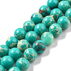 Synthetische imperiale Jaspis-gefärbte Perlenstränge, Runde, dunkeltürkis, 4 mm, Bohrung: 1 mm, ca. 91 Stk. / Strang, 14.88''~14.96