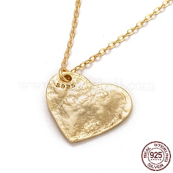 925 подвесные стерлингового серебра ожерелья, с застежками пружинного кольца, с 925 маркой, текстурированный, сердце, золотые, 17 дюйм (43.3 см)