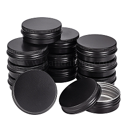 Round Aluminium Tin Cans, Aluminium Jar, Storage Containers for Cosmetic, Candles, Candies, with Screw Top Lid, Gunmetal, 5.5x2.15cm, Inner Diameter: 48.5mm, Capacity: 30ml