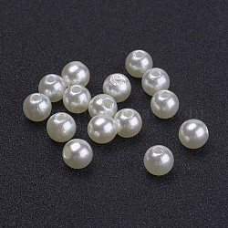 Perline acrilico perla imitato, tondo, bianco crema, 6mm, Foro: 2 mm, circa 4800pcs/500g
