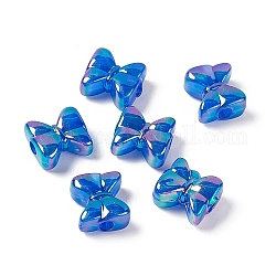 Perles acryliques opaques, couleur ab , bowknot, bleu, 13.5x15x7.5mm, Trou: 3.8mm