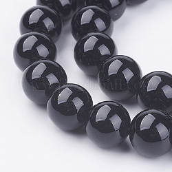 Sintetico pietra nera fili di perline, tondo, stampato, nero, 10mm, Foro: 1 mm, circa 40pcs/filo, 16 pollice