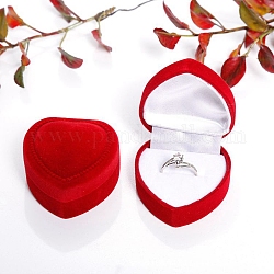 Cajas de almacenamiento de anillos de terciopelo para el día de san valentín, estuche de regalo con un solo anillo en forma de corazón, rojo, 4.8x4.8x3.5 cm