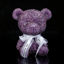 Resin Bear Display Decoration, with Natural Amethyst Chips inside Statues for Home Office Decorations, 155x130x180mm