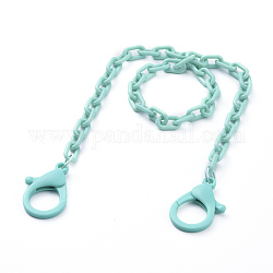 Collares personalizados de cadena de cable de plástico abs, cadenas de gafas, cadenas de bolsos, con cierres de langosta de plástico, cian, 18.11~18.5 pulgada (46~47 cm)