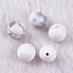 Perles d'howlite naturelle, la moitié foré, ronde, 8~9mm, Trou: 1.2mm