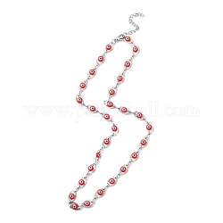 Böser Blick-Kunststoff-Gliederkette-Halskette, 304 Edelstahlschmuck für Damen, rot, 17-1/2~17-5/8 Zoll (44.4~44.7 cm)