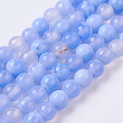 Chapelets de perles d'agate naturelle, ronde, lumière bleu ciel, 6mm, Trou: 1mm, Environ 62 pcs/chapelet, 14.4 pouce