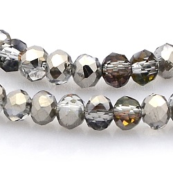 Half Plated Faceted Rondelle Glass Beads Strands, Silver Plated, 3.5x2.5mm, Hole: 1mm, about 100pcs/strand, 10 inch