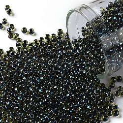Toho perles de rocaille rondes, Perles de rocaille japonais, (244) couleur intérieure topaz / midnight bl, 11/0, 2.2mm, Trou: 0.8mm, environ 5555 pcs/50 g