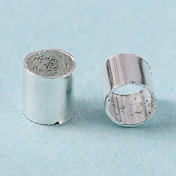 Perles à écraser en laiton , sans cadmium et sans plomb, Tube, couleur argentée, 2.5x2.5mm, Trou: 2mm, environ 628pc / 10g