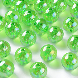 Perline acrilico trasparente, ab colore placcato, tondo, prato verde, 16x15mm, Foro: 2.8 mm, circa 220pcs/500g