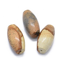 Natürlicher bildjaspis zwei halbgebohrte lochperlen, Oval, 49.5~50x25 mm, Bohrung: 2 mm