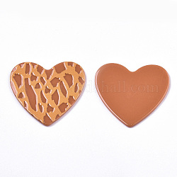 Cabochon in acrilico stampato opaco, cuore, cioccolato, 40x44.5x2.5mm