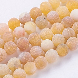 Fili di perline di agata naturale stagionato, tinto, smerigliato, tondo, arancione, 8mm, Foro: 1 mm, circa 46pcs/filo, 15 pollice