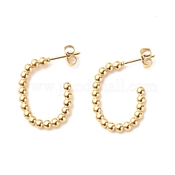 Ion Plating(IP) 304 Stainless Steel Oval Stud Earrings, Half Hoop Earrings for Women, Golden, 24x18mm, Pin: 0.8mm