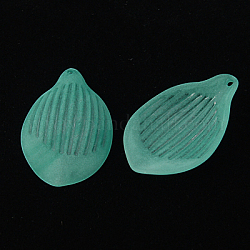Transparent Frosted Acrylic Leaf Pendants, Cyan, 22x16x1mm, Hole: 1mm, about 1600pcs/500g