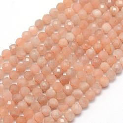 Chapelets de perles de sunstone naturelle naturelles, facette, ronde, 3mm, Trou: 0.5mm, Environ 113 pcs/chapelet, 15.35 pouce (39 cm)