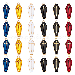 AHANDMAKER 48 Pcs Cross Coffin Charms, Alloy Enamel Cross Charms, Easter Pendant Charms for Necklaces Bracelets Earrings DIY Jewelry Making and Easter Decoration