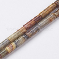 Chapelets de perles en agate fou naturel, Tube, 13~14x3.5~5mm, Trou: 1mm, Environ 29 pcs/chapelet, 15.1~15.7 pouce (385~400 mm)