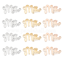 UNICRAFTALE 12pcs 3 Colors Word Mom and Crown Charm Stainless Steel Mother's Day Pendants Hypoallergenic Link Charm for Jewelry Making 1.2mm Hole