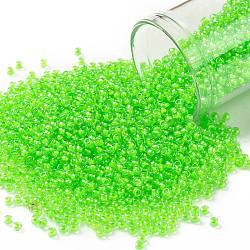Toho perles de rocaille rondes, Perles de rocaille japonais, (805) vert fluo lumineux, 11/0, 2.2mm, Trou: 0.8mm, à propos 1110pcs / bouteille, 10 g / bouteille