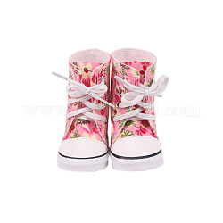 Puppenschuhe aus Stoff, Hoher Canvas-Sneaker für 14-Zoll-Puppenzubehör für amerikanische Mädchen, neon rosa , 54x32x58 mm