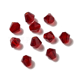 Verre imitation perles de cristal autrichien, facette, diamant, cramoisi, 4x4mm, Trou: 0.7mm